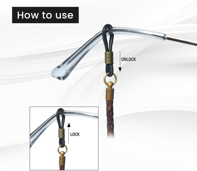 GENIQUE Genuine Leather Glasses Strap, Eyeglass Chain,Eye Glasses holders around Neck, Sunglass Strap for Men - Image 3
